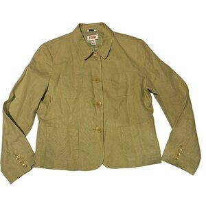 Talbots Fresh Linen Womens Green Button-Front Jacket Size 14